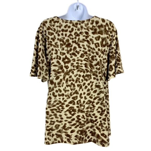 Evan-Picone Woman 2X Leopard Print V-Neck Wrap Blouse Top - Picture 3 of 11